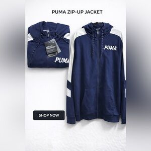 PUMA Men's Blue and White Performance Jacket